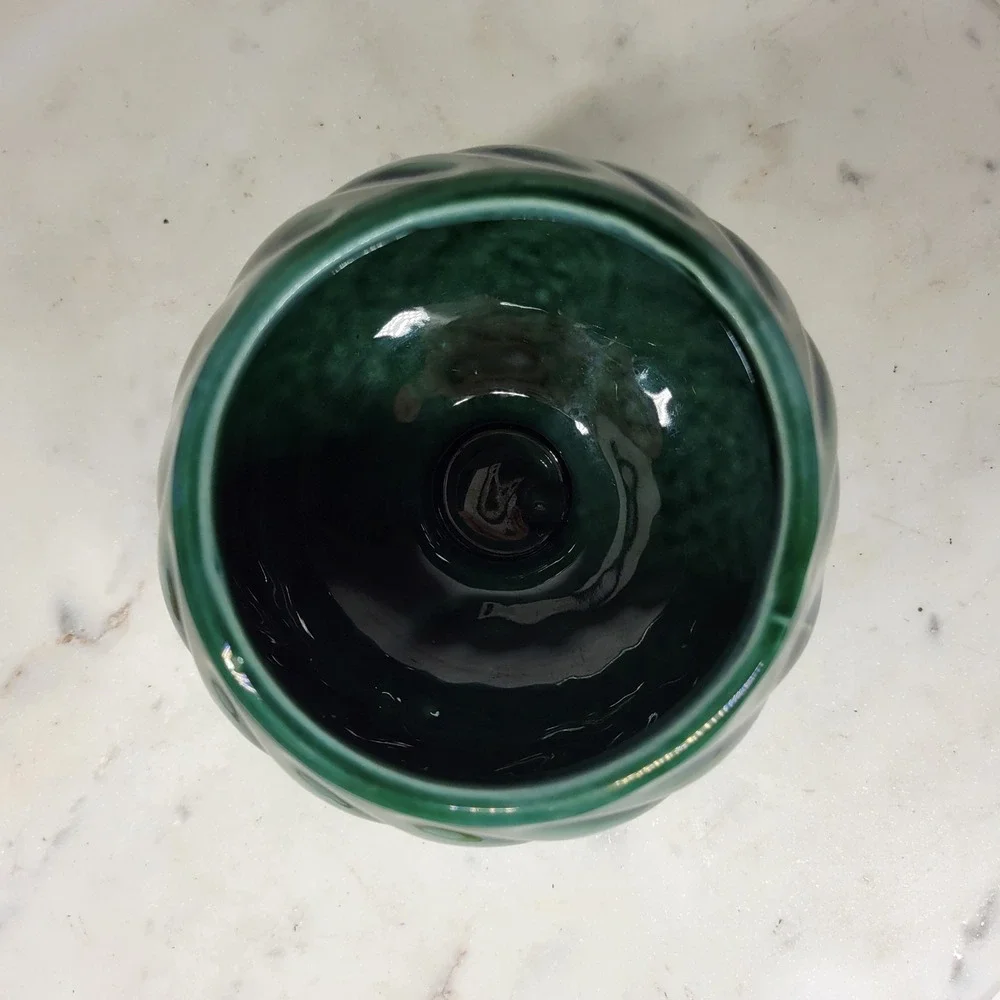 VTG Hull Pottery USA F86 Swirl Pedestal Planter Vase Green Mid Century Modern